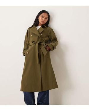 ASOS Asos Design Petite Longline Trench Coat - Green