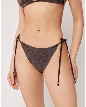 Calzedonia Tie Side Bikini Bottoms Glitter - Natural