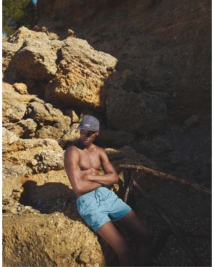 Pull&Bear – basic-badeshorts - Blau