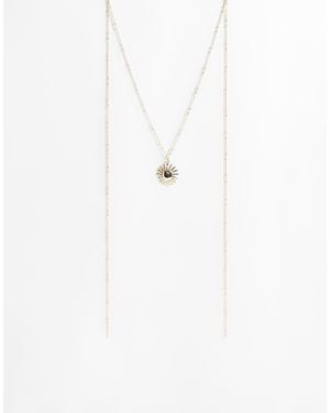 ASOS – farbene halskette mit sonnenanhänger und kette mit kugeldetails - Weiß
