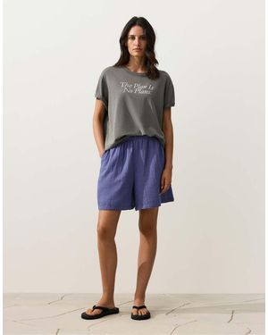 Oysho 100% Cotton Bermuda Shorts - Blue