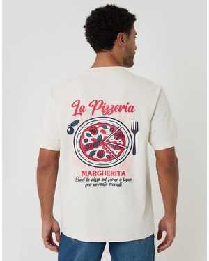 Threadbare Relaxed Fit Pizzeria Peached Cotton T-Shirt - Natural