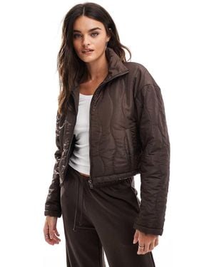 Wednesday's Girl Quilted Cropped Puffer - Brown