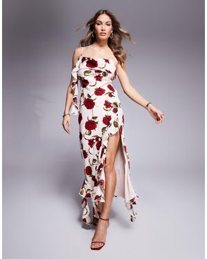 Love Triangle Vestido Largo Con, Espalda Escotada Y Volantes De - Blanco