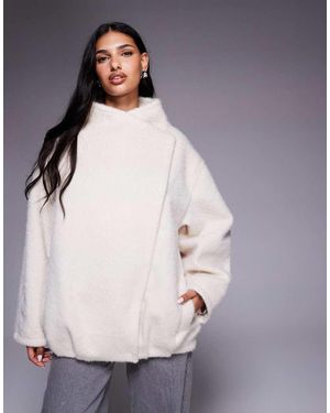 ASOS Slouchy Pea Coat With Asym Collar - Purple