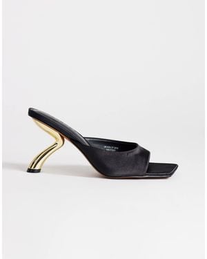 TOPSHOP Nicole Angular Mid Heel Mule - Natural