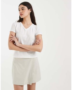 Vero Moda Falda Pantalón Color Crema De Talle Alto De -Blanco - Negro