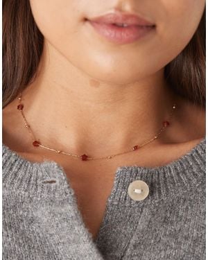 ASOS Dainty Chain Necklace With Semi-precious Starred Stones - Gray