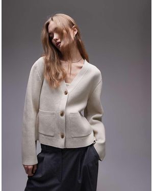 ARKET Knit Compact Milano Stich Cardigan With Pockets - Grey