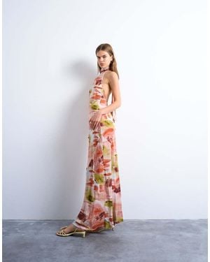 TOPSHOP Full Neck Halter Midi Dress - White