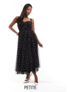 LACE & BEADS Corset Midi Dress - Black