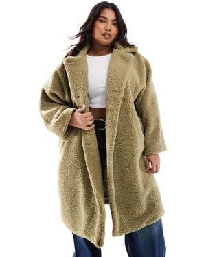 Don't Think Twice Dtt plus – zweireihige teddyfell-jacke - Grün