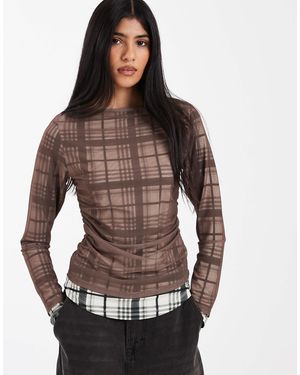 ASOS Double Layer Long Sleeve Top - Brown