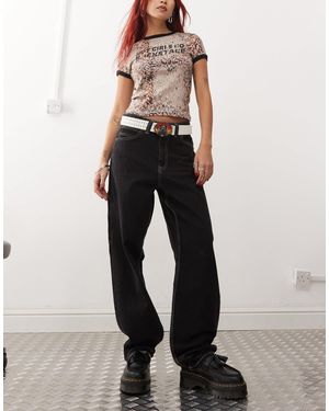 Dr. Denim Faye Worker baggy Fit Mid Waist With Workwear Detail - Black