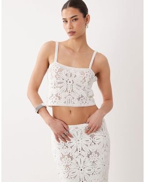 ASOS Crochet Premium Bralet Co-Ord - White