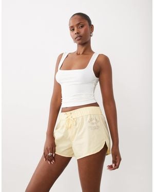 ASOS Weekend Collective Micro Nylon Short With Tie Waist Detail - Natural