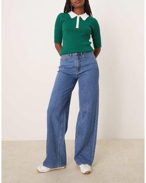 Vila Freya High Waist Wide Leg Jean - Blue