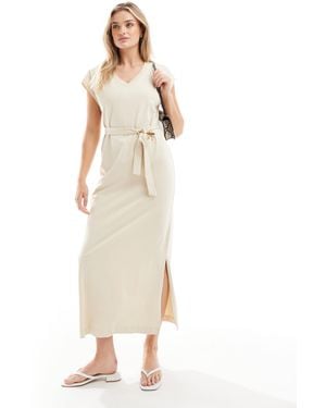 SELECTED Femme V-neck Maxi Jersey Dress - Natural