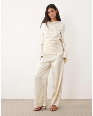 JW PEI Satin Wide Leg Trousers - Natural