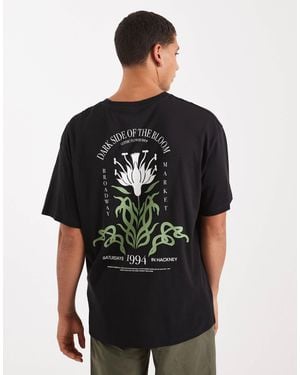 Jack & Jones Oversized T-shirt With Flower Backprint - Black