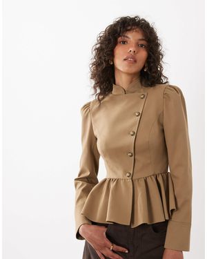 Miss Selfridge – asymmetrische military-jacke - Braun