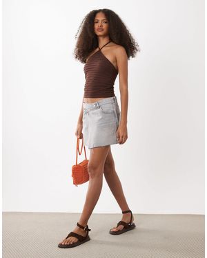 Mango Teen – asymmetrischer mini-jeansrock - Weiß