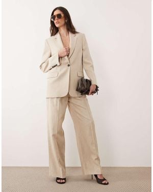 Mango Casiopea Linen Mix Tailored Relaxed Trouser Co-ord - Natural