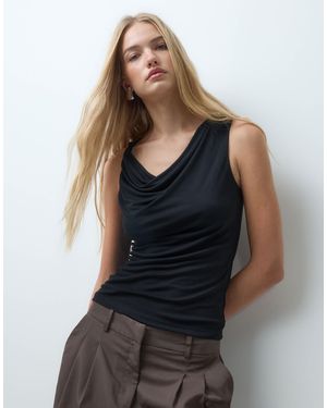 Vero Moda Sleeveless Waterfall Top - Black