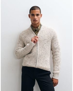 ASOS Locker gestrickte cardigan mit stehkragen und reißverschluss - Natur