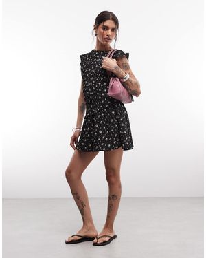Daisy Street Gesmokte Mini-Jurk Met Ruches Aan De Mouwen - Wit
