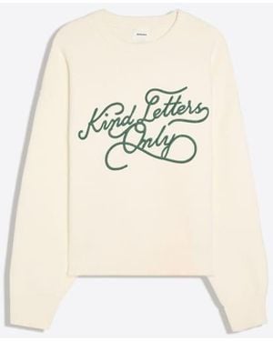 Bershka Embroidered Round Neck Jumper - Natural
