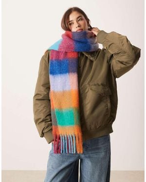 ASOS Bufanda A Cuadros Extragrandes De Tejido Liso De - Azul
