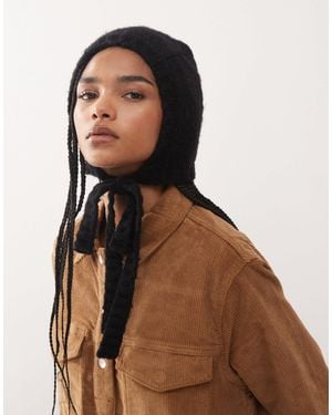 Monki Bonnet en maille style cagoule - Marron
