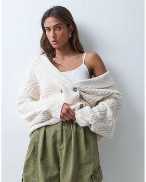 ASOS Knitted Shawl Cable Cardigan - Gray