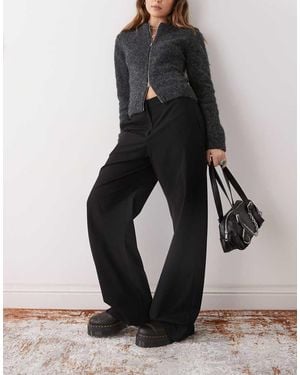 Weekday Wide Leg Tailored Trousers - Black