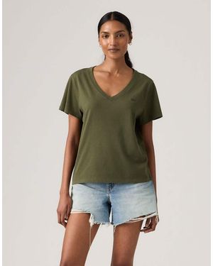 Levi's Camiseta Con Cuello De Pico De Punto Liso Favorite Housemark De - Verde