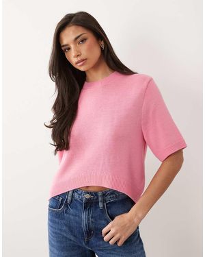 ASOS Jersey Con Bajo Redondeado De Punto De - Rosa