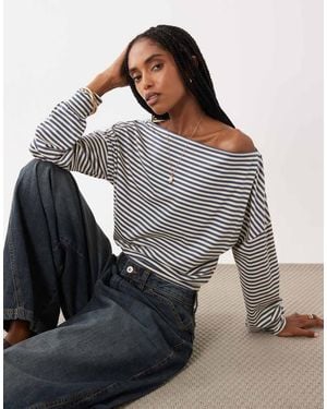 Cotton On Nova Off The Shoulder Long Sleeve Top - Grey