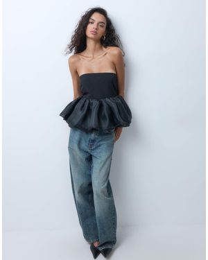 ASOS Bubble Hem Bandeau Top - Blue