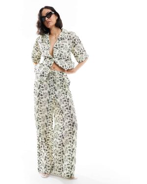 ASOS Contrast Broderie Co-Ord Trouser - White