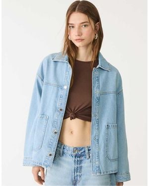 Stradivarius Denim Jacket With Pockets - Blue