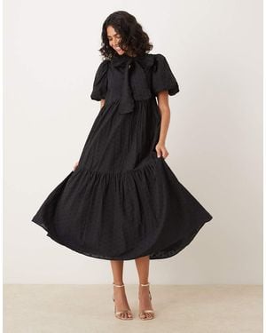 Sister Jane Vestido Midi Con Lazos De - Negro