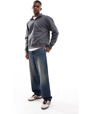 Pull&Bear 1/4 Zip Sweatshirt - Blue