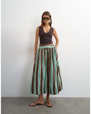 TOPSHOP Co-ord Drop Waist Saloon Maxi Skirt - Brown