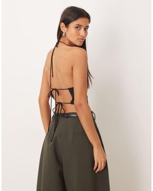 NARRATED Halter Neck Crop Top - Black