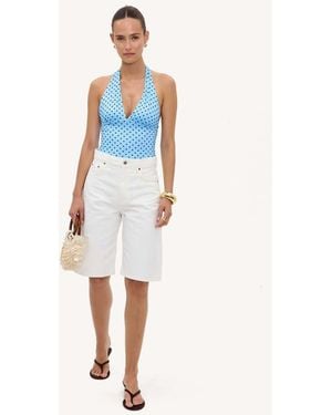 Loavies Run Into Rainbows Halter Top With Polka Dots - Blue