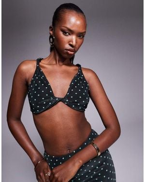 AFRM Twist Front Halter Crop Top - Black