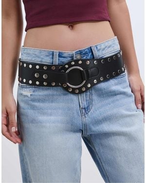 Stradivarius Ceinture cloutée large - Bleu