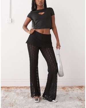 Noisy May Lace Skirt Over Trousers - Black