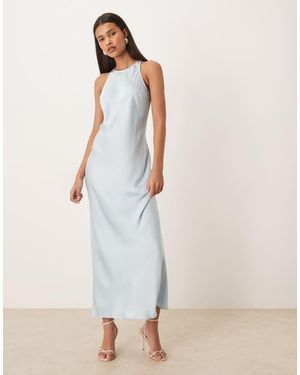 Vila Racer Satin Midaxi Dress - White